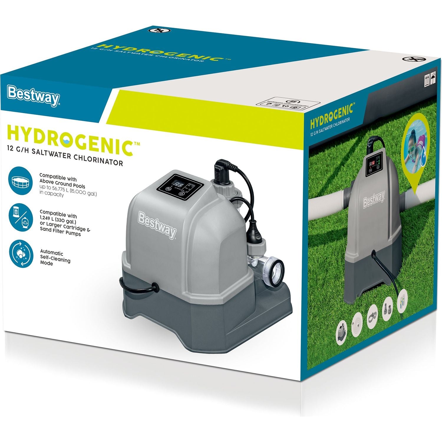 BESTWAY - Clorinatore a sale per piscina Hydrogenic 12 g/h fino a 56.765 litri